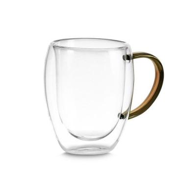 Imagem de Xícara Elegante em Vidro Borossilicato Dupla Parede 350ml Marrom - Iso