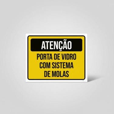 Imagem de Placa Acm Atenção Porta Vidro Sistema Molas 18X23 - Sinalizo