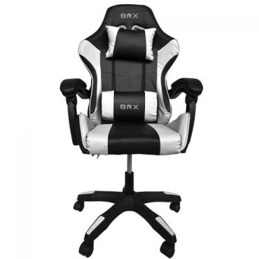Imagem de Cadeira Gamer BRX Impact, Ajustável, Branco e Preto, CD-IPCTWHITEBLACK