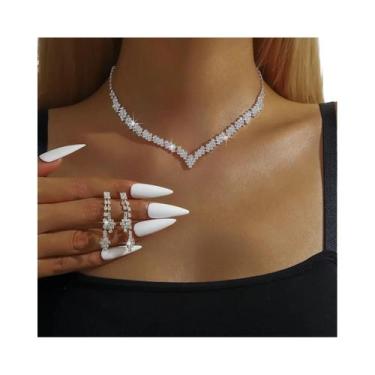 Imagem de Conjunto De Joias Femininas Para Casamento 4/3 Peças: Brincos De Corre