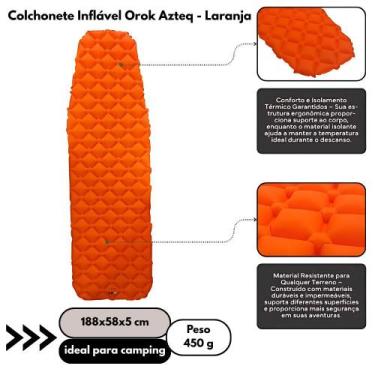 Imagem de Colchonete Isolante Compacto Inflável Dobrável Solteiro Ultralight Oro