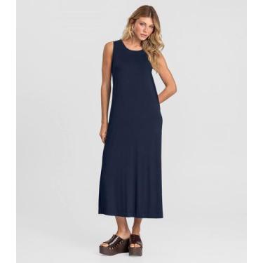 Imagem de Vestido Midi Feminino em Malha Visco Dianna Azul, G, Azul