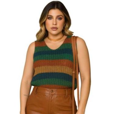 Imagem de Regata Listrada Vih Triny em Tricô Feminina Moda Casual Estilo e Conforto-Feminino