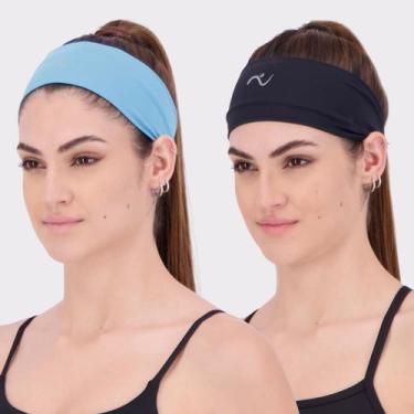 Imagem de Kit 2 Heandbands Snugg Running Poliamida Preta e Azul - Snugg Wear, Ún