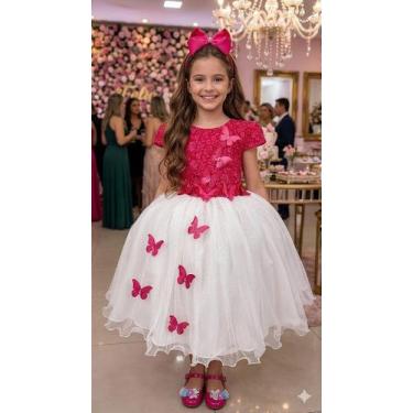 Imagem de Vestido Juvenil Midi Vila Lele Sabrina Pink e Off - Elegante e Sofisti
