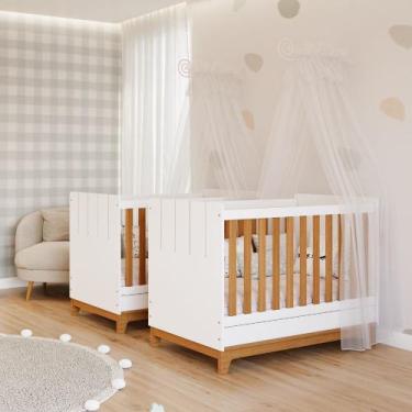 Imagem de Conjunto com 2 Berços Mini Cama Liza Permobili, Branco/Nature