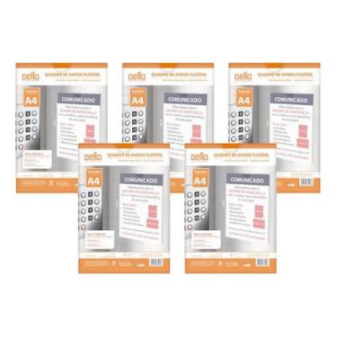Imagem de Kit 5 Quadro Aviso Multiuso Expositor Cristal Folha A4 Dello