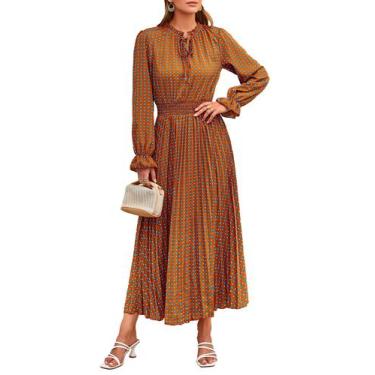 Imagem de Vestido PRETTYGARDEN Boho Floral Manga Longa Decote V XL