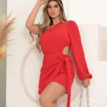 Imagem de Vestido Curto Feminino Mula Manca Lorena Um Ombro Uma Manga Cumprida S