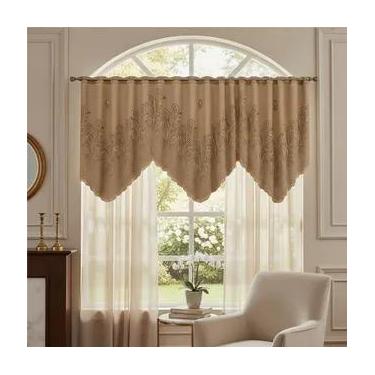 Imagem de Cortina Bando Renda Cascata Cozinha Tulipa Capuccino 2,65x1 - Beija Fl