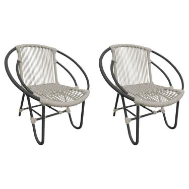 Imagem de Kit 2 Cadeiras Decorativa Julia Em Corda Náutica E Base Em Alumínio Preta- Areia