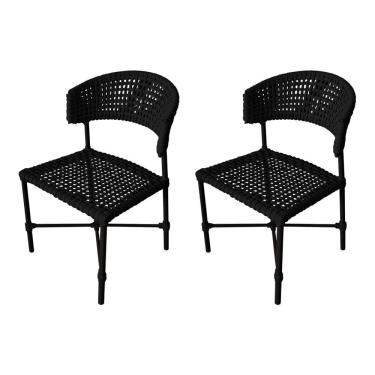 Imagem de Kit 2 Cadeiras Hortz Corda Náutica Base Em Alumínio Preto-preto