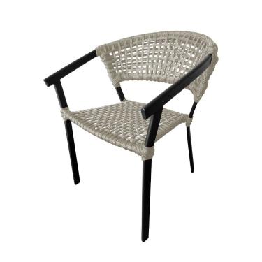 Imagem de Cadeira Sofia Corda Náutica Base Em Alumínio Preto-areia