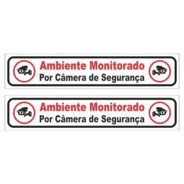 Imagem de 2 Placas Ambiente Monitorado Câmeras De Segurança 25x5cm Ps - Royal Ar