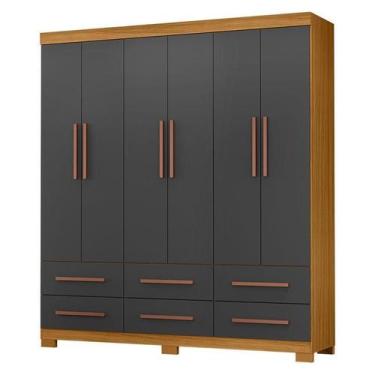 Imagem de Guarda Roupa Casal New Kansas Carvalho Americano Grafite - Incorplac