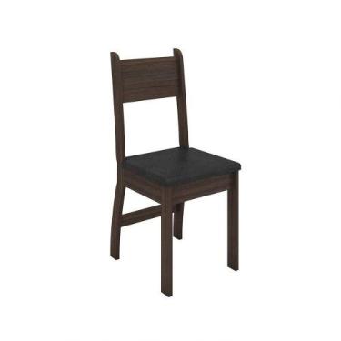 Imagem de Conjunto 2 Cadeiras Milano Amêndoa Com Preto - POLIMAN MÓVEIS