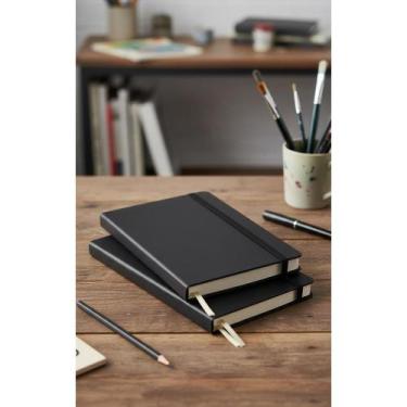 Imagem de 2x Kit 2 Cadernetas Pretas A5 Pautadas Tipo Moleskine - Congratulation