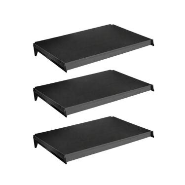 Imagem de Kit 3 Bandejas Prateleiras 40x91 P/gôndola New Plus Preta Porta Etiquetas Preto - SA Gôndolas