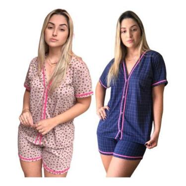 Imagem de Kit 2 Pijamas Feminino Americano Adulto Curto Malha Gestante - PIJAMAS