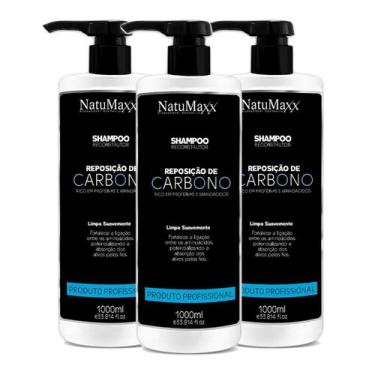 Imagem de Kit 3 Shampoos Reconstrutor Reposição de Carbono NatuMaxx 1L