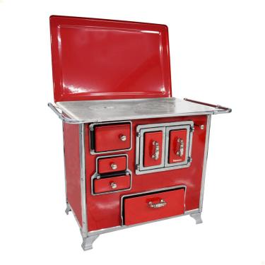 Imagem de Fogão a Lenha Tradicional Venâncio N°2 Vermelho Porta Dupla Com Tampa Gabinete Direto 2...