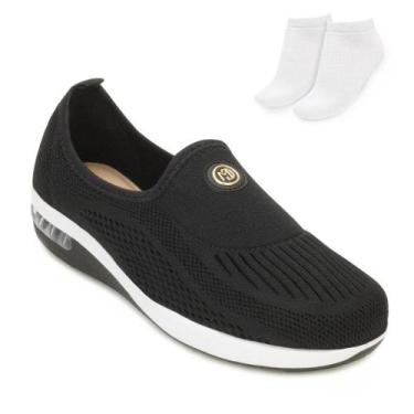 Imagem de Tênis Slip On Modare Ultraconforto e Meia PB MD25-73202, 38, Preto, Br