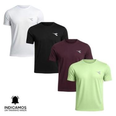 Imagem de Kit 4 Camisetas Diadora Small Logo Masculina - Branco e Verde Claro P-Masculino