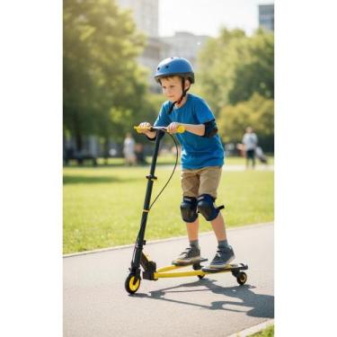 Imagem de Patinete Infantil 3 Rodas Amarelo C/ Freio Regulável - Congratulations