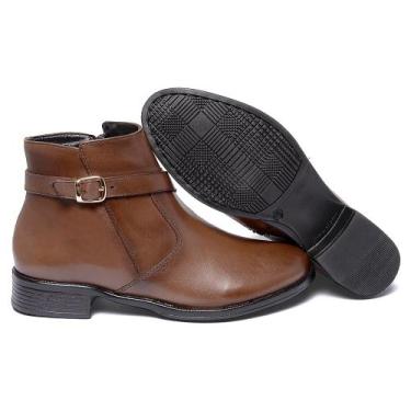 Imagem de Bota Feminina Couro Fivela Linha Estilo Premium Cor Marrom - Ferrile, 