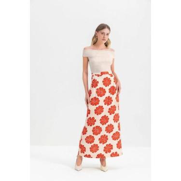 Imagem de Saia Feminina Viscose Essendi P, Off white, M