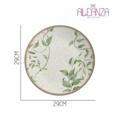 Imagem de Jogo 10 Pratos Raso de Cerâmica Coup Tropical Leaves Alleanza 29cm