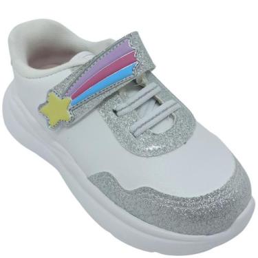 Imagem de Tênis Molekinha Infantil Menina Napa Turim/Veniz London, Branco, Prata