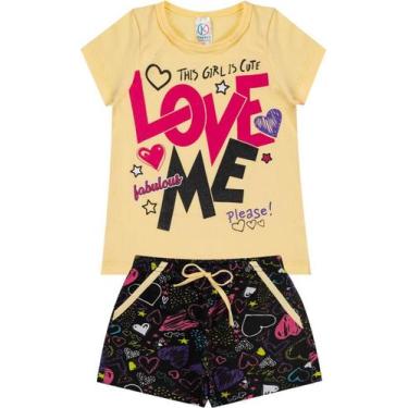 Imagem de Conj. Blusa Love e Shortinho Corações de Cotton - Kappes, Amarelo, 04