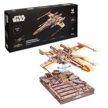 Imagem de UGEARS Quebra-cabeça Star Wars Luke Skywalker X-Wing Starfighter – Kits de modelos de madeira para adultos construírem presentes de Star Wars para homens para aniversário – Quebra-cabeças de madeira