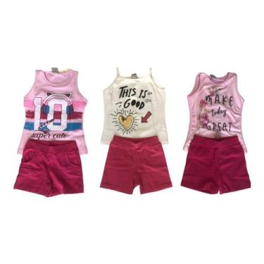 Imagem de Kit lote 3 conjuntos roupa infantil menina atacado verao - FASHION FOR