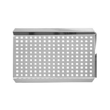 Imagem de Grelha Perfurada para Carnes e Vegetais 37x29cm Aço Inox com Canaletas para Encaixar Espetos