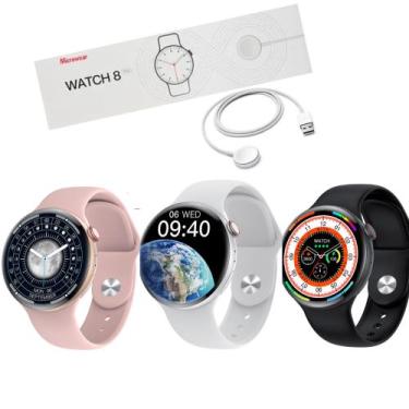 Imagem de Relógio Smartwatch Feminino E Masculino W28 Pro Redondo Preto Branco e
