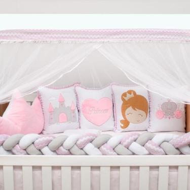 Imagem de Kit Berço Baby Magia Trança Princesa Rosa algodão - Brubrelel