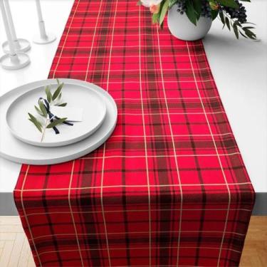 Imagem de Trilha Caminho de Mesa Natal Liso Poá Xadrez Floral Dourado 2 x 0,42m 