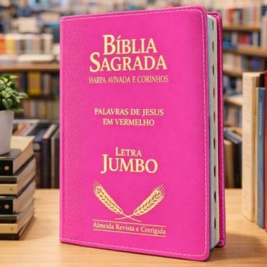 Imagem de Biblia Feminina  Letra Jumbo  Harpa & Corinhos  RC  Luxo Pink - Jaboqu