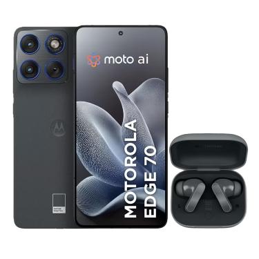Imagem de Smartphone Motorola Edge 70 6.7” 256GB 5G Gadget Gray + Moto Buds Bass Preto