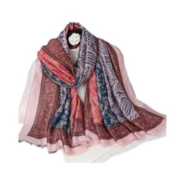 Imagem de Xale De Algodão Paisley, Cachecol Quente De Inverno Feminino, Estampa 