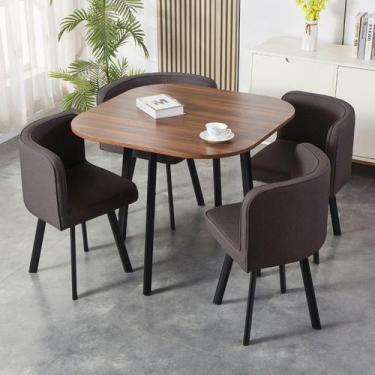 Imagem de Conjunto Mesa de Jantar 4 Cadeiras Tampo MDF Pizza Preta - Just Home C