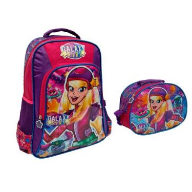 Imagem de Kit Mochila e Lancheira Escolar Infantil Galaxy Girl Menina Astronauta