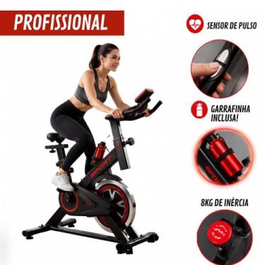 Imagem de Bicicleta Ergométrica Fitness Spinning Profissional Cor Preto E Vermel