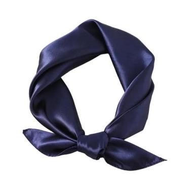 Imagem de Lenço Quadrado De Cetim Feminino 60cm, Faixa De Cabelo Macia, Lenço Pa