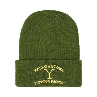Imagem de Gorro De Malha Vintage Amarelo Com Logo Dutton Ranch Para Mulheres E H