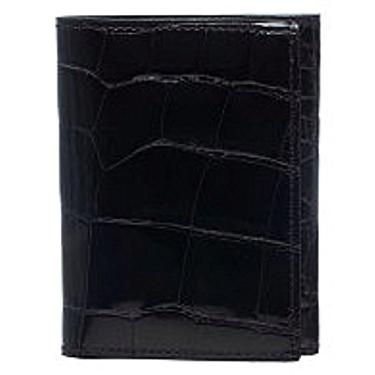 Imagem de Carteira masculina Ferrini com três compartimentos de couro jacaré janela preta ABTF