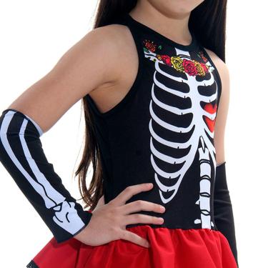 Imagem de Fantasia Caveira Mexicana Vestido Infantil com Tiara - Halloween G