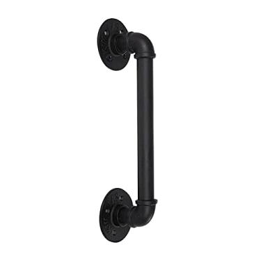 Imagem de Pkfinrd Corrimãos de escada para corrimão interno kit de suporte de trilho corrimão preto fosco antiderrapante tubo galvanizado estilo retrô trilho interno (tamanho : 90 cm)